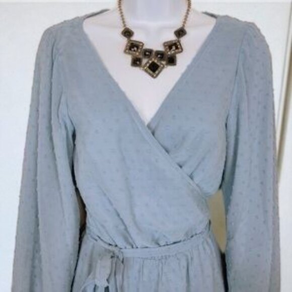 NWT Bellevue the Label Mabel Mini Wrap Dress Periwinkle Blue - Picture 2 of 5